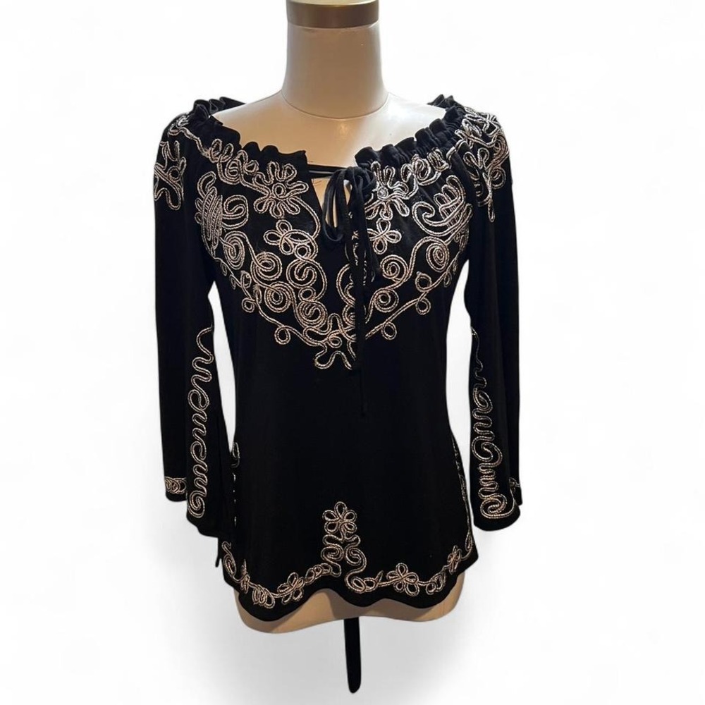 Lauren Michelle top with silver‎ embroidery